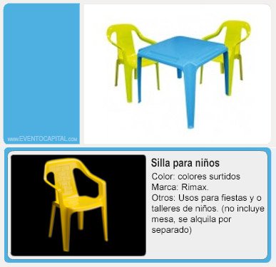 Línea Infantil  ​Alquiler de sillas Bogotá - eventos
